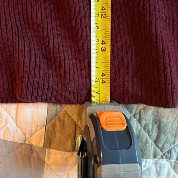 Abercrombie Burgundy Ribbed Long Sleeve Sweater Dress Collared Knit Bodycon - Picture 7 of 9